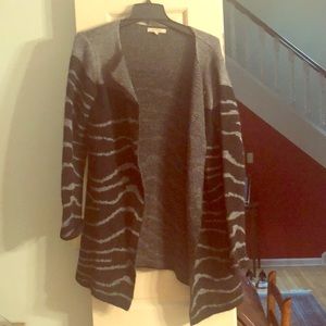 Cozy zebra cardigan sweater black and gray